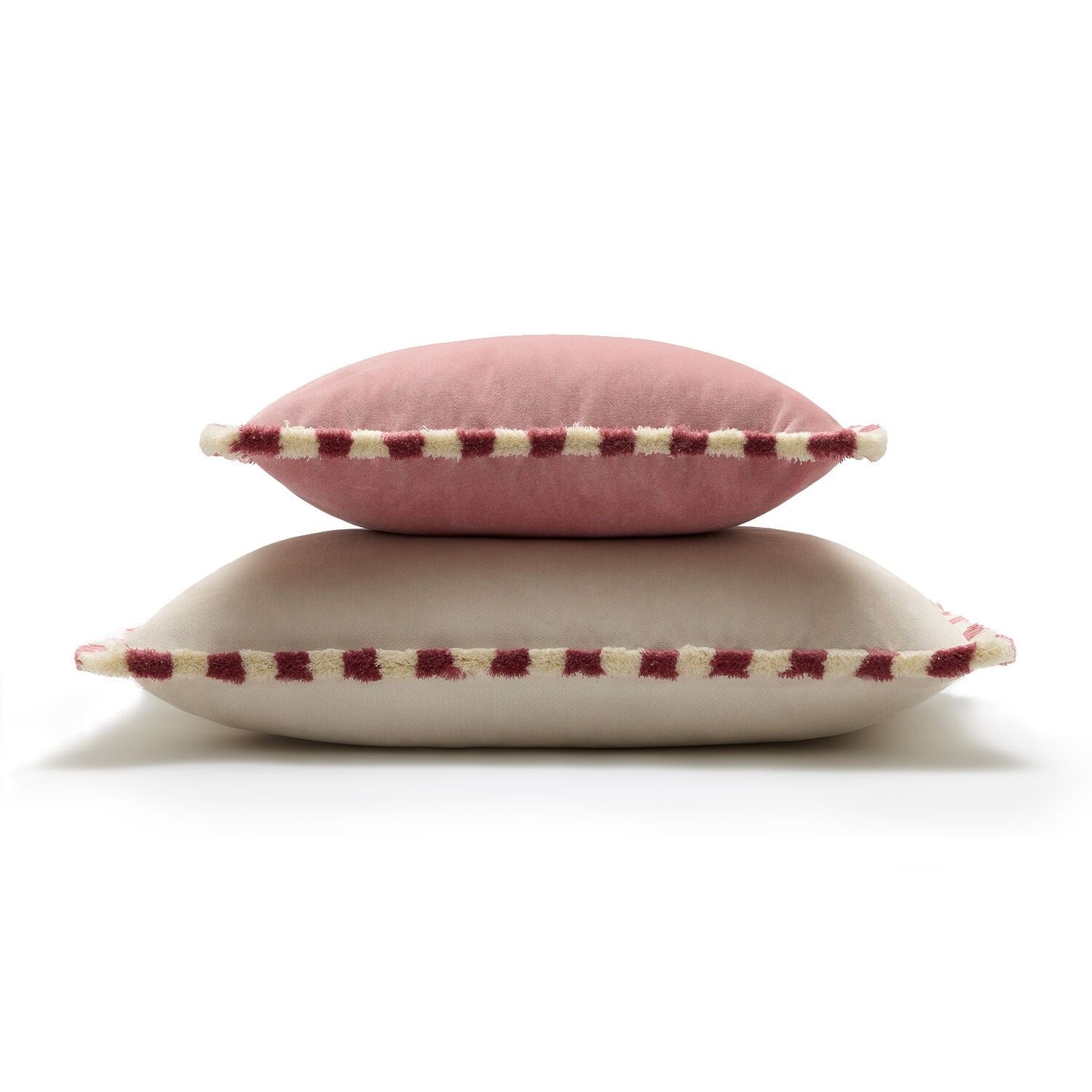 Couple Bicolor Happy Cushions White and Pink Velvet