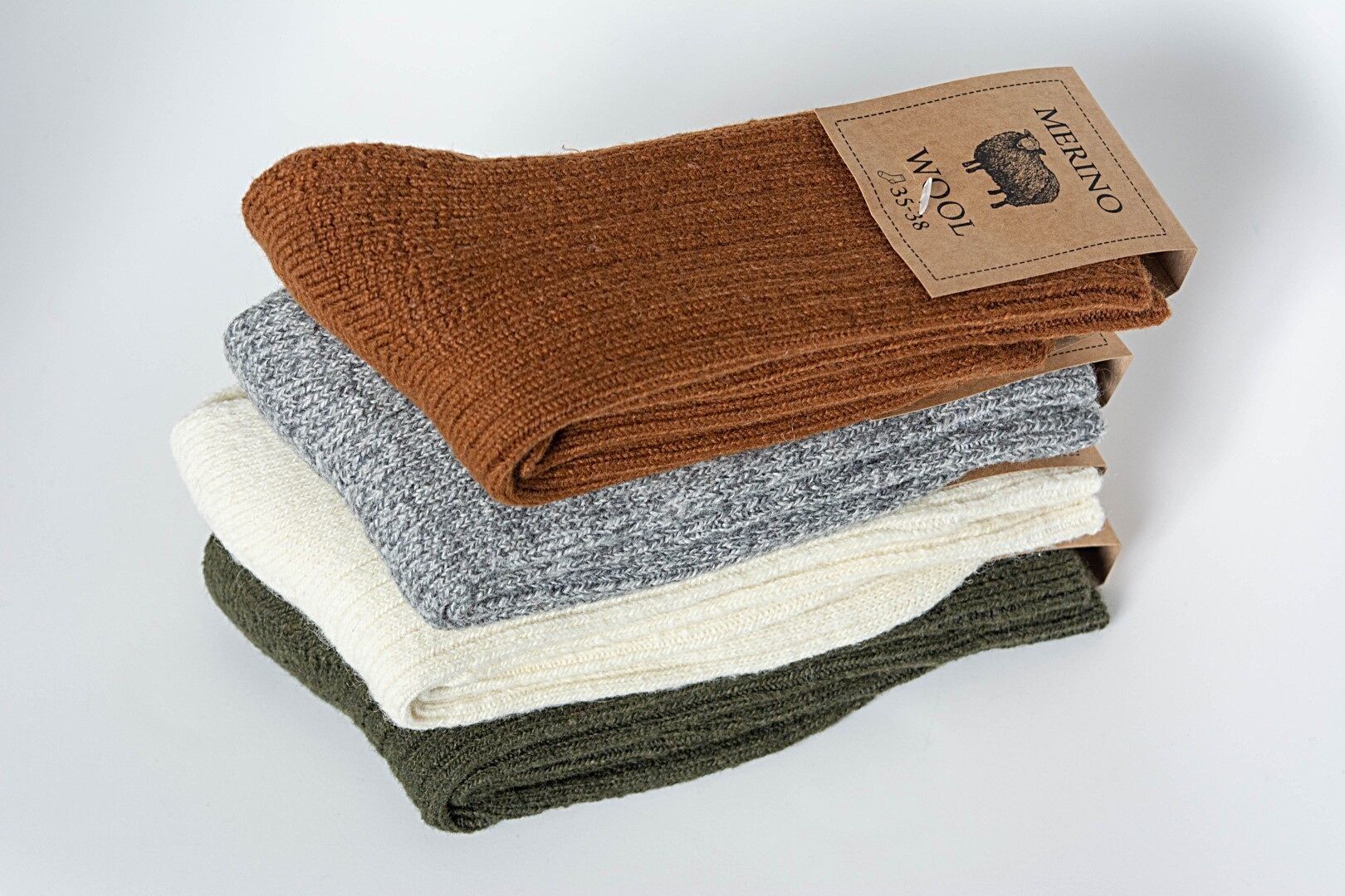 Merino Socks, 100% Merino Wool, Soft and Warm, Unisex Sizes, Medium Thick, Natural Merino Wool