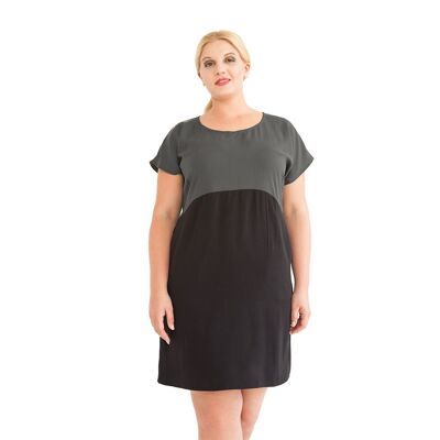 Kleid aus Tencel® "Too Grey" in Grau/Schwarz (S)