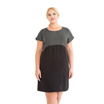 Kleid aus Tencel® "Too Grey" in Grau/Schwarz (XL)