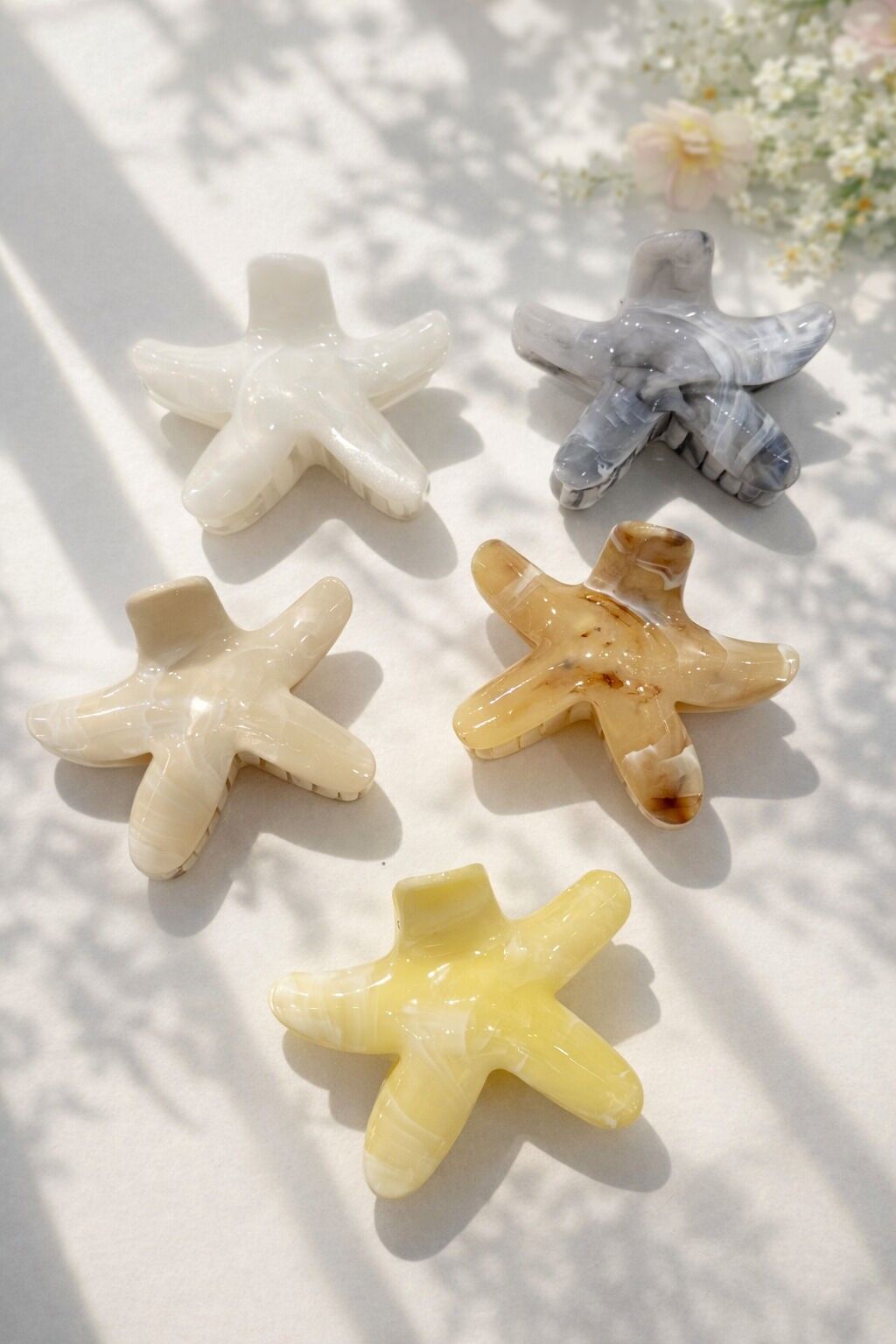 Haarspange mit marmoriertem Seesternmuster, 9 cm, YH80