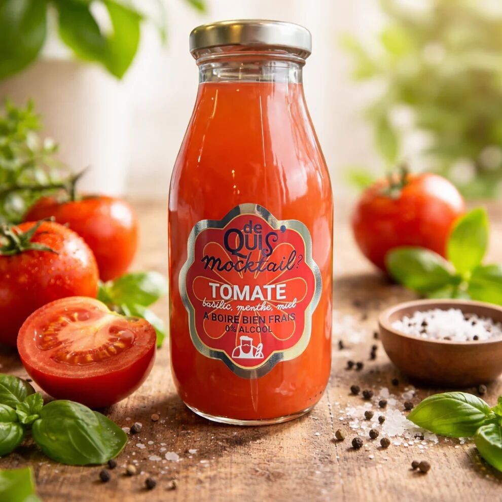 Boisson sans alcool à base de Tomate, basilic, menthe & miel
