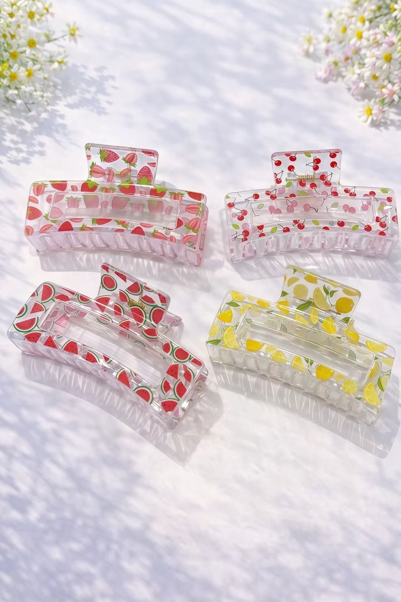 Rechteckige Haarspangen mit Fruchtmotiven, 8,5 cm, YH84