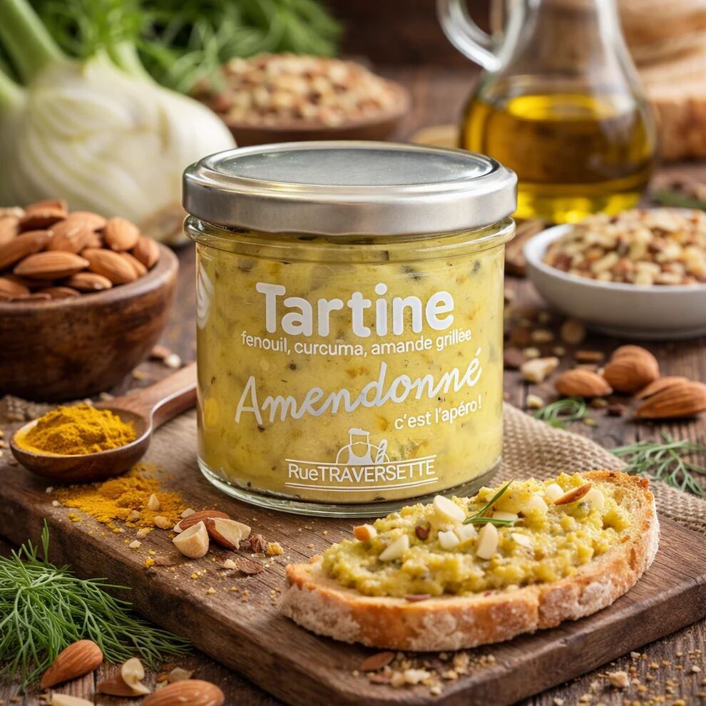 Sauce/Tartinade végétarienne pour apéritifs │ Fenouil, curcuma, amande grillée ▸ Amendonné