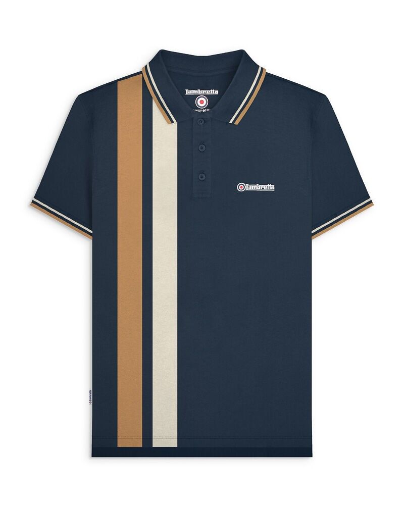 Vertical Stripe Polo Navy SS26