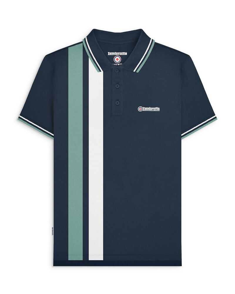Vertical Stripe Polo Navy /Smoke Blue SS26