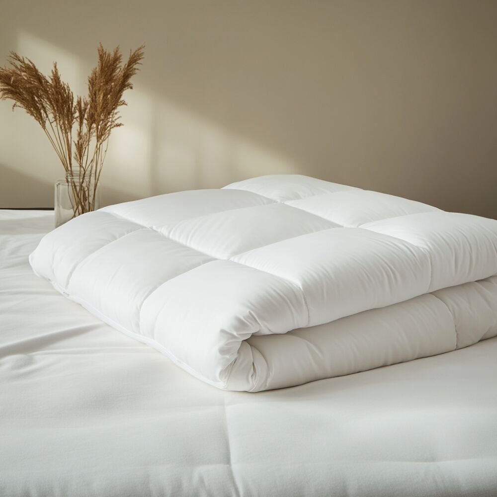 Surmatelas haut de gamme en plumes et duvet de canard 2500 g/m² – Collection Hôtel, surmatelas matelassé extra profond avec sangles d'angle