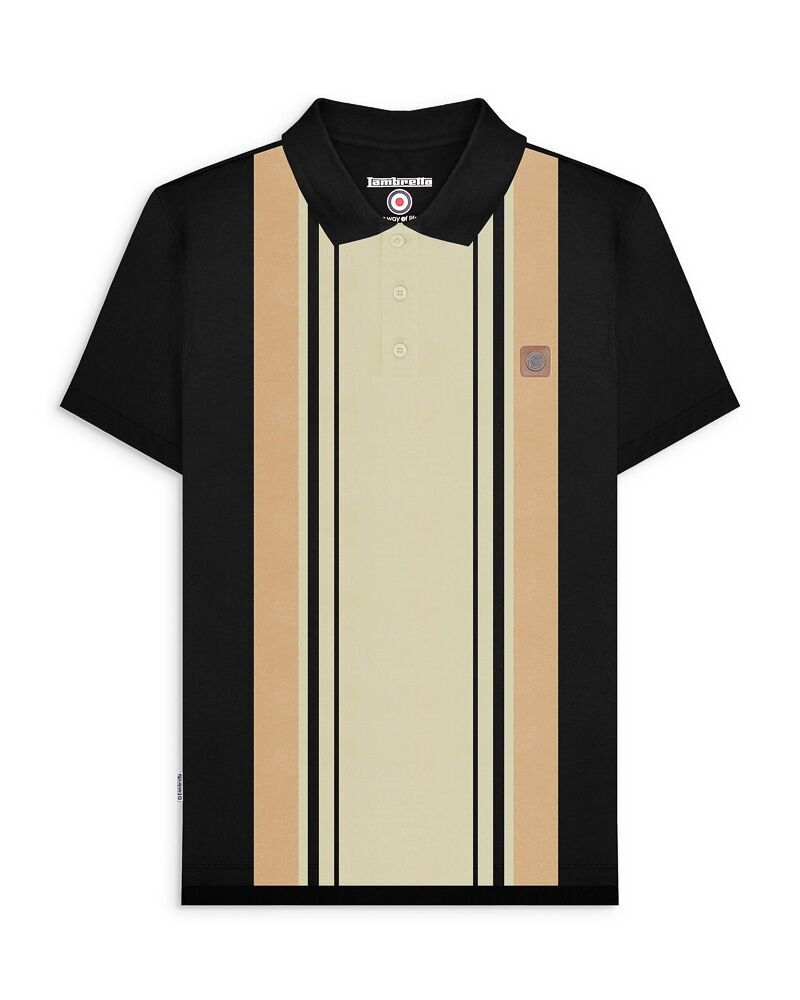 Vertical Stripe Polo Black/Nomad  SS26