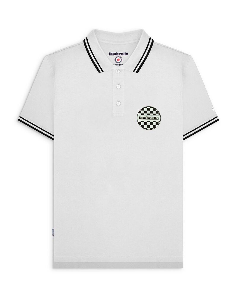 Two Tone Badged Polo White SS26