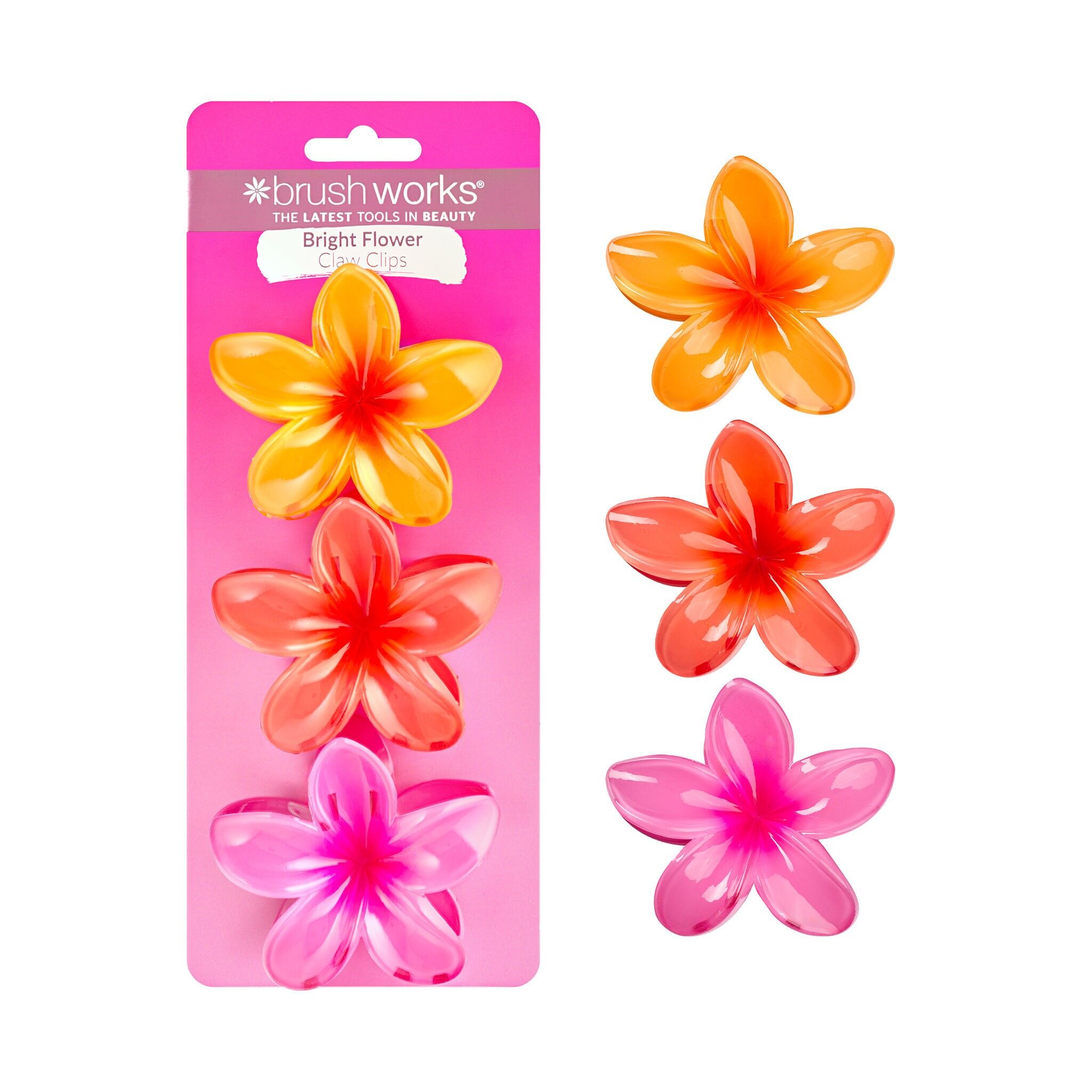 Brushworks Bright Flower Claw Clips - 3 Pack