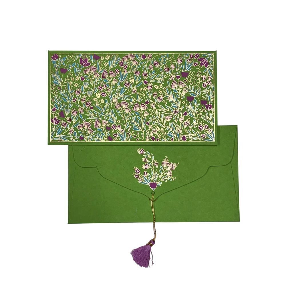 Sobre de regalo PAPERTREE FLORA 19 x 10 cm verde/rosa