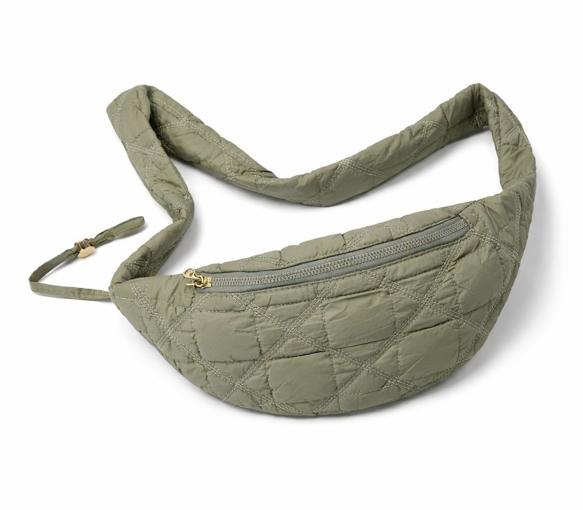 Sage green quilted Mihella puffer shoulder bags