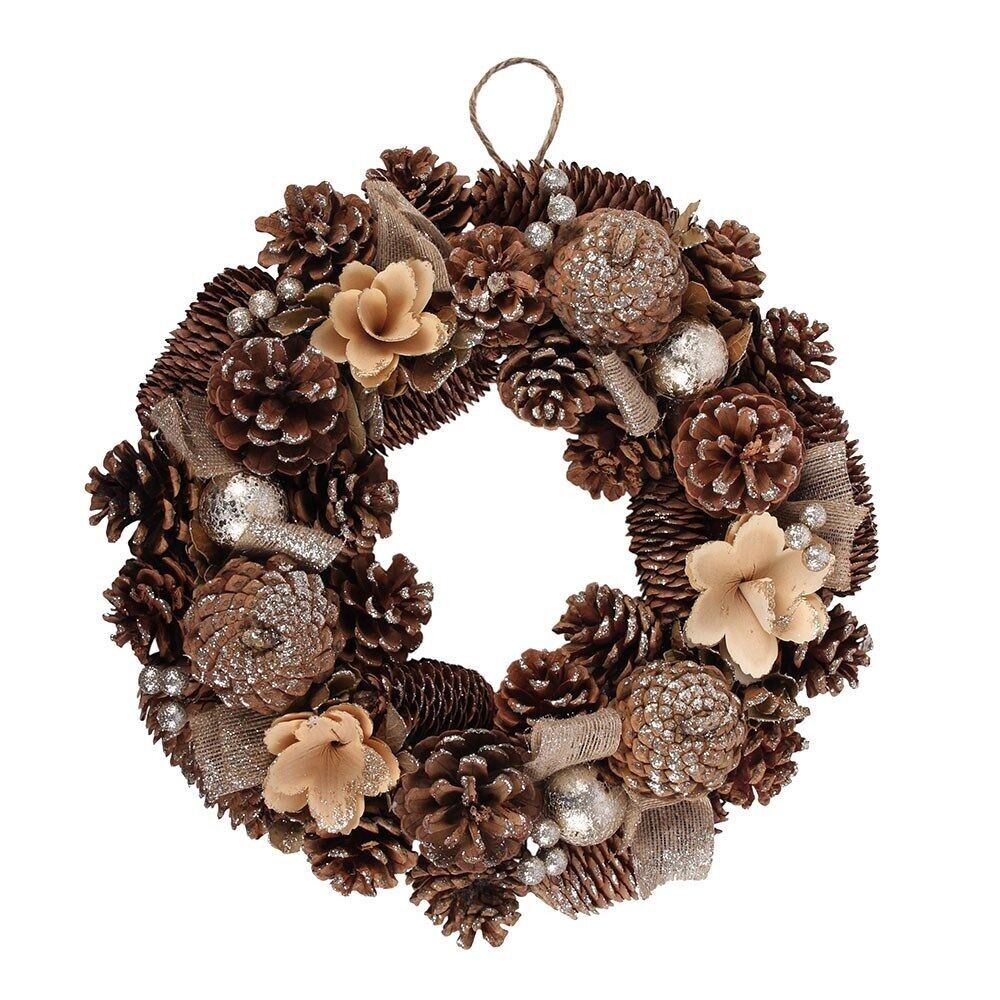 35cm Dried Leaves and Hessian Wreath