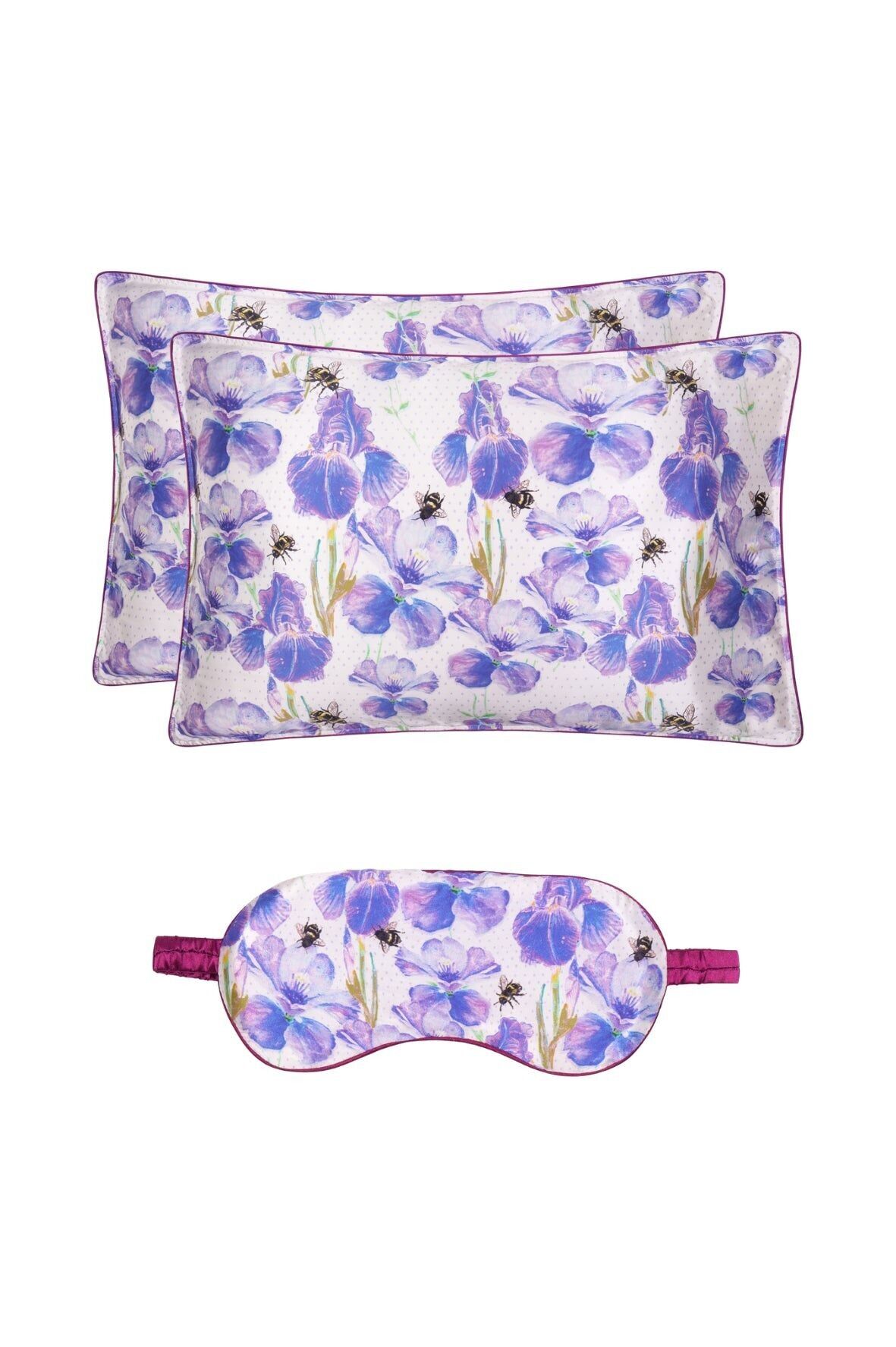 Silk Sleep Set - Double / "Bees In The Garden"