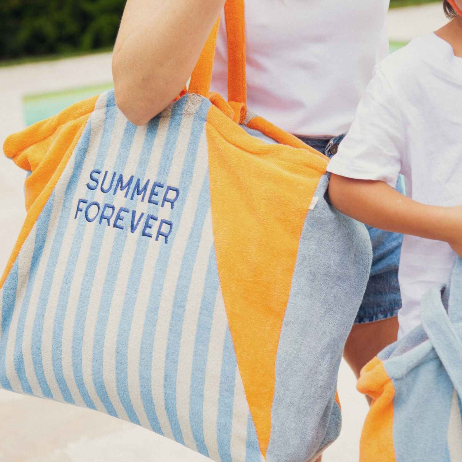 Large Summer Forever Tote Bag - Blue Terry