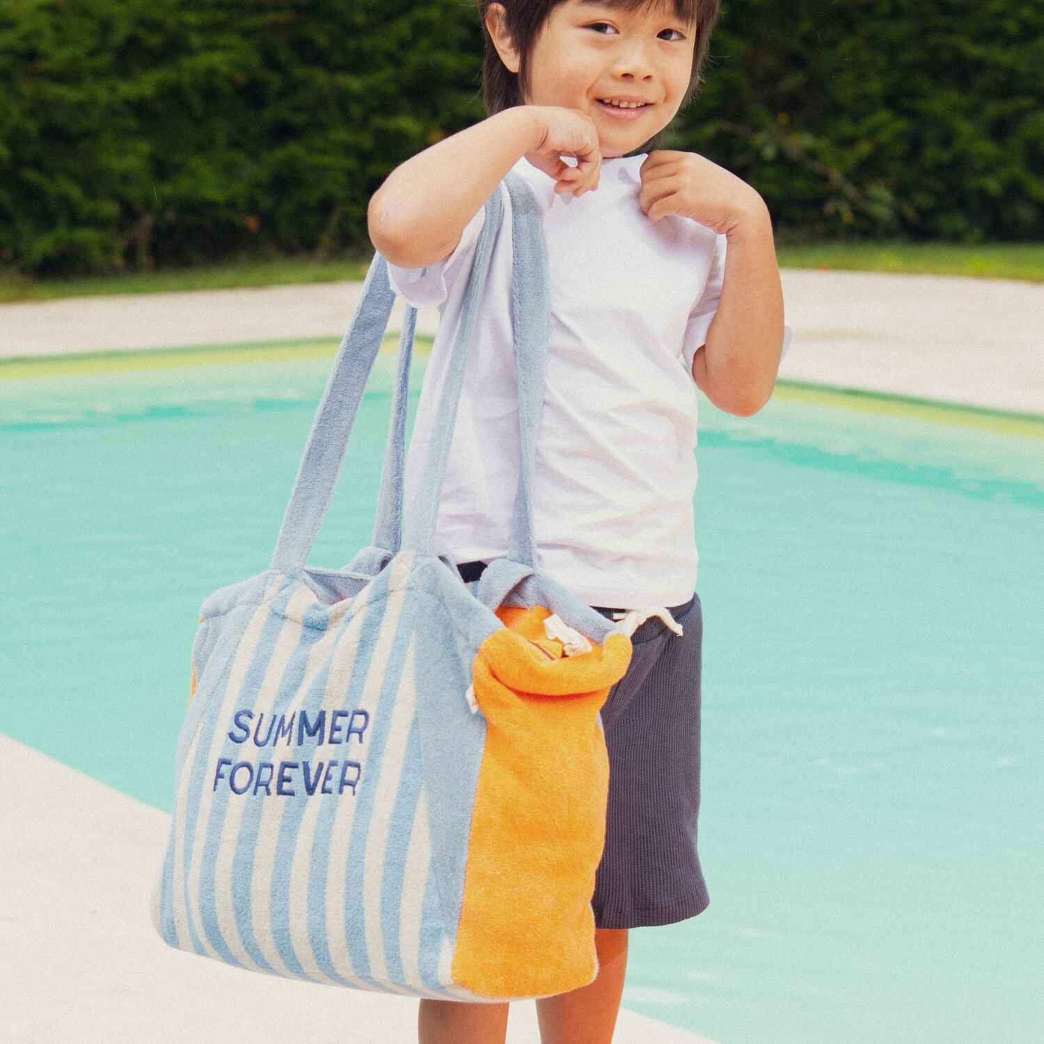Small Summer Forever Tote Bag - Blue Terry