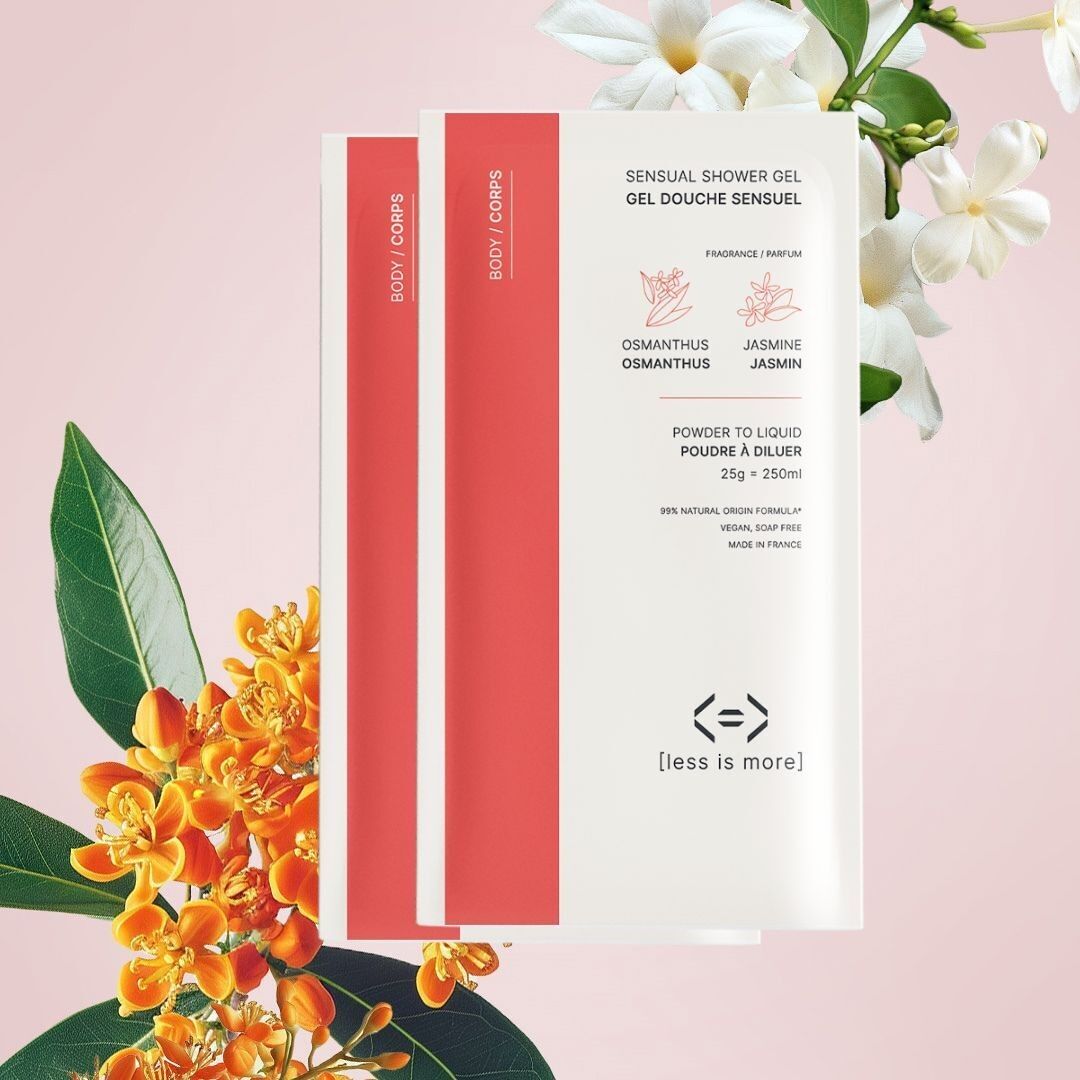 pochette gel douche sensuel [osmanthus + jasmin] - 2 éco-recharges = 500ml