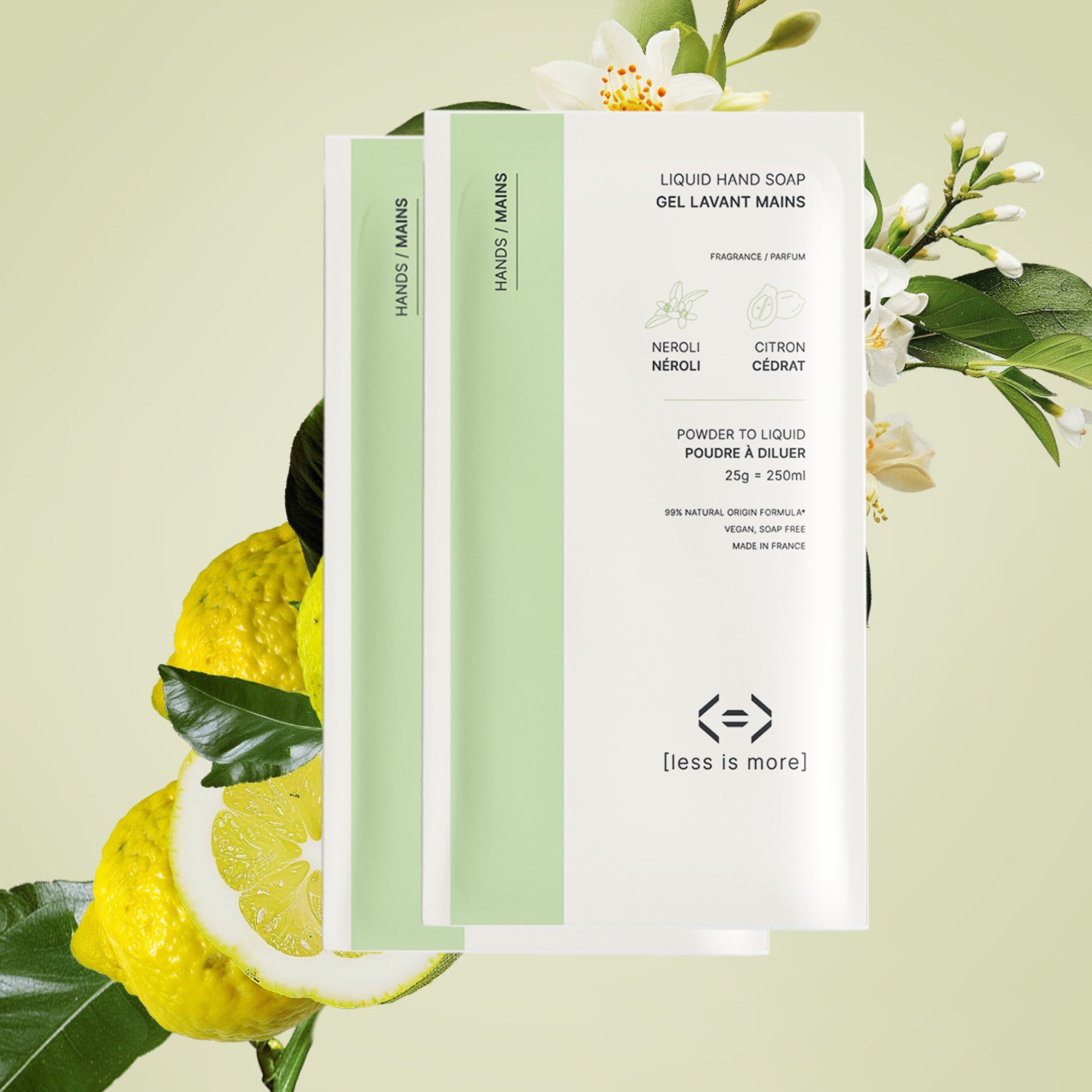 pochette gel lavant mains [néroli + cédrat] - 2 éco-recharges = 500ml