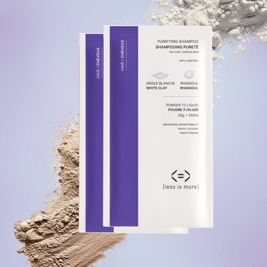pochette shampoing pureté [rhassoul + argile blanche] - 2 éco-recharges = 500ml