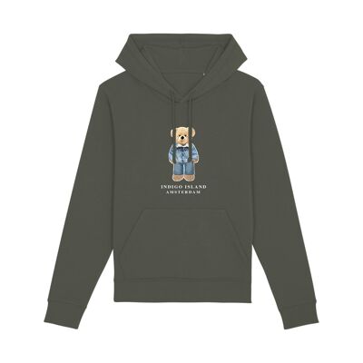 ESSENTIAL Hoodie - Signature Teddybear in denim outfit -Khaki