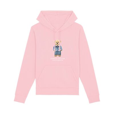 ESSENTIAL Hoodie - Signature Teddybear in denim outfit - Cotton Pink