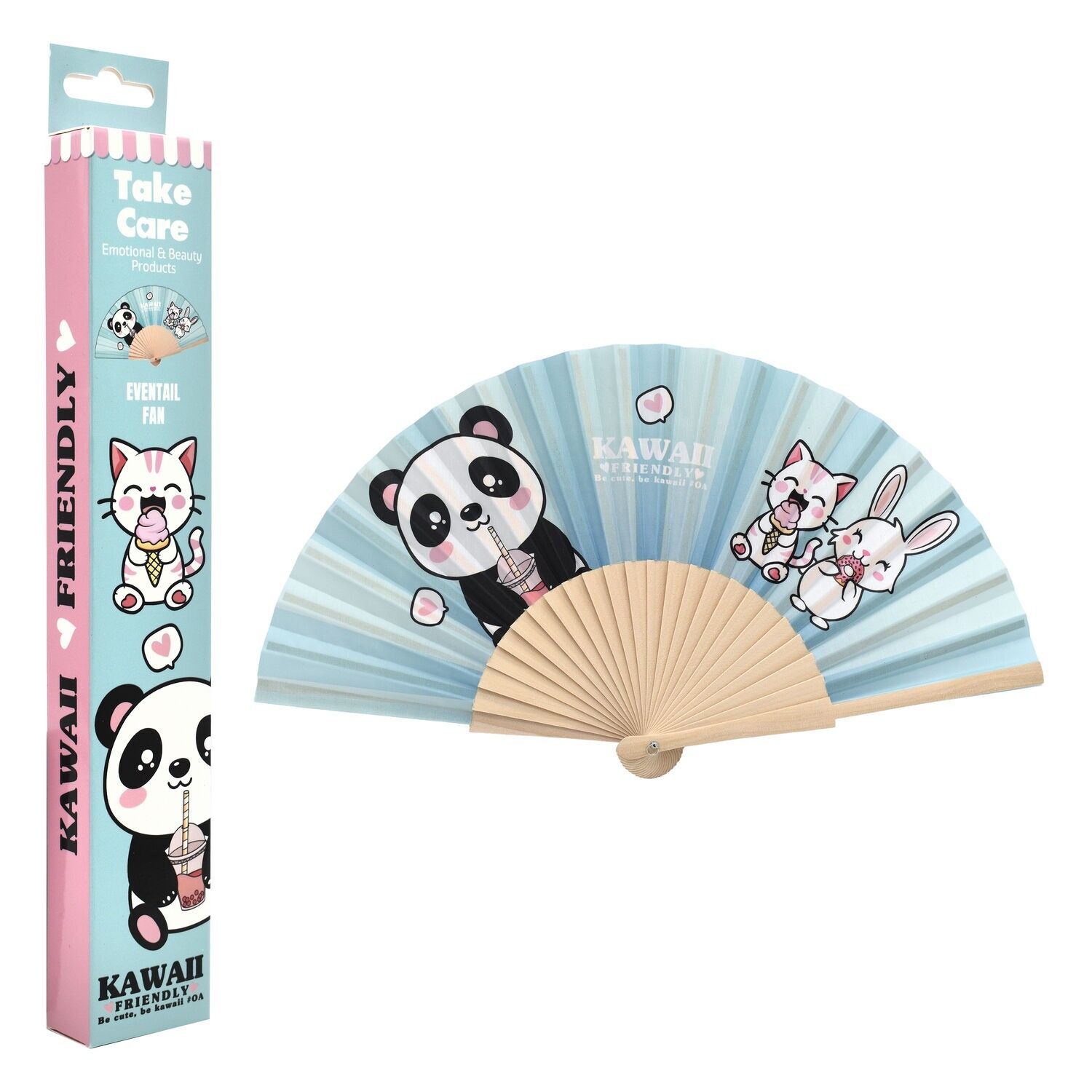 Kawaii Friendly Fan – Wooden and Fabric Fan