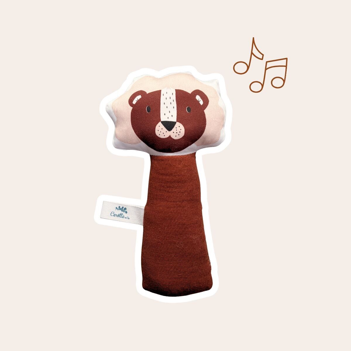 Hochet gling-gling Lion brun toffee