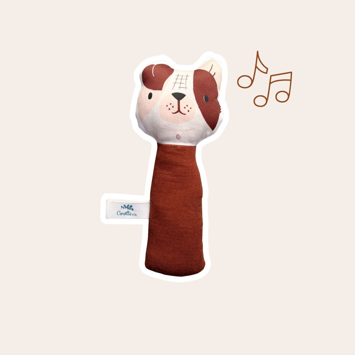 Hochet gling-gling Chien brun toffee