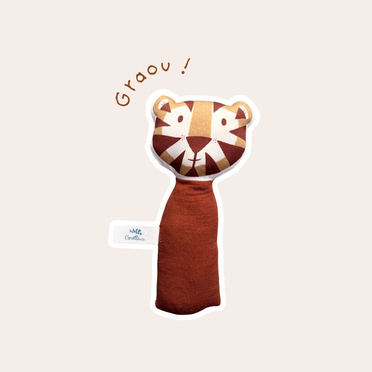 Hochet gling-gling Tigre brun toffee