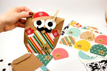 Calendrier de l'Avent DIY à remplir - Hiboux de Noël - Hiboux Noël 2021 - Set jaune coloré avec stickers supplémentaires - à faire soi-même - pour les enfants 2