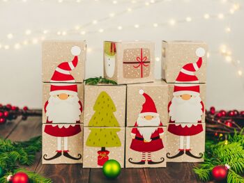 Calendrier de l'avent DIY à remplir - coffret - motif lutins - 24 cartons colorés à monter et remplir - 24 boites - Noël 5