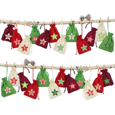 24 advent calendar cloth bags to fill - with baker's twine and clips - cloth bags to decorate yourself - gift bags 2