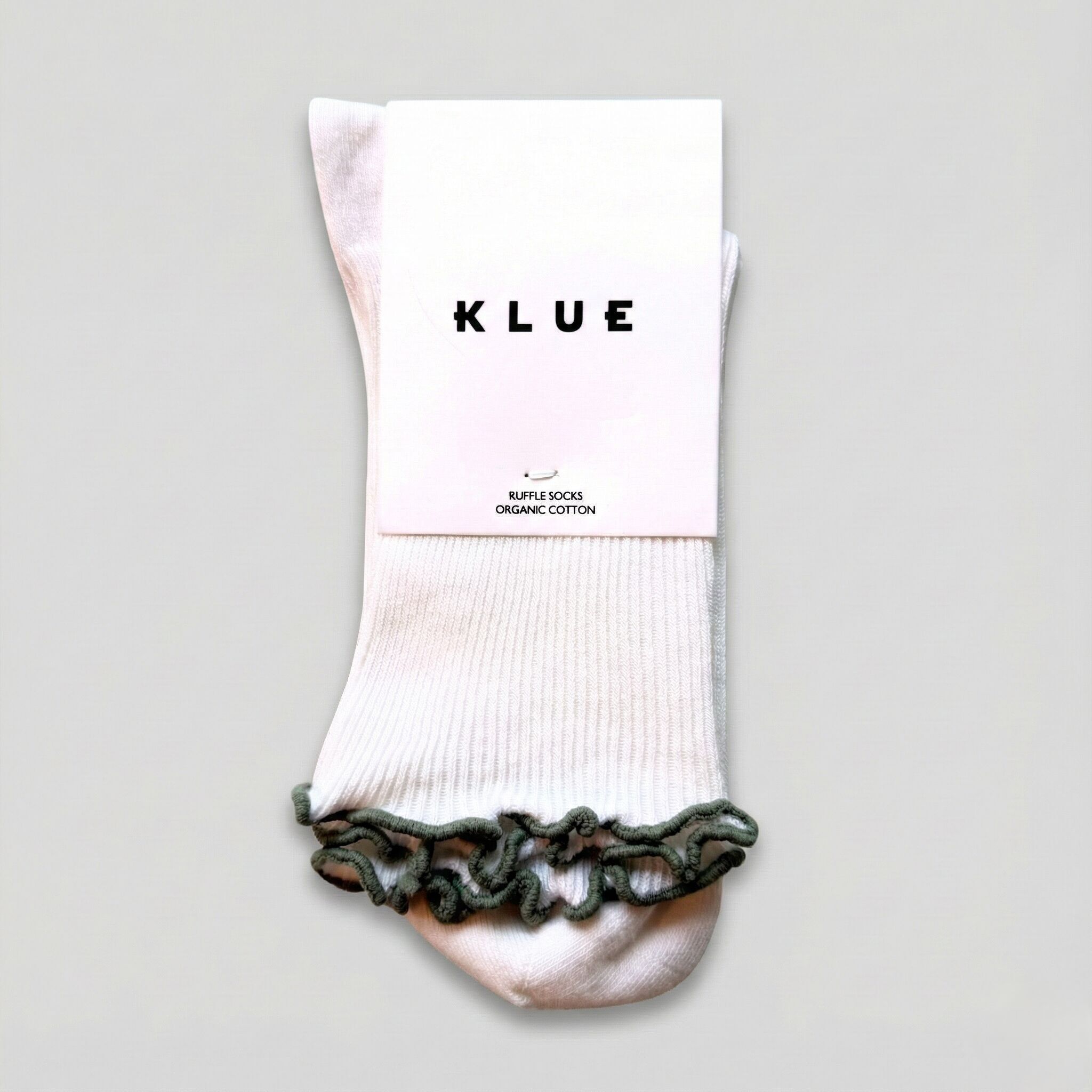 KLUE Bio-Baumwollsocken mit Rüschen | Khaki