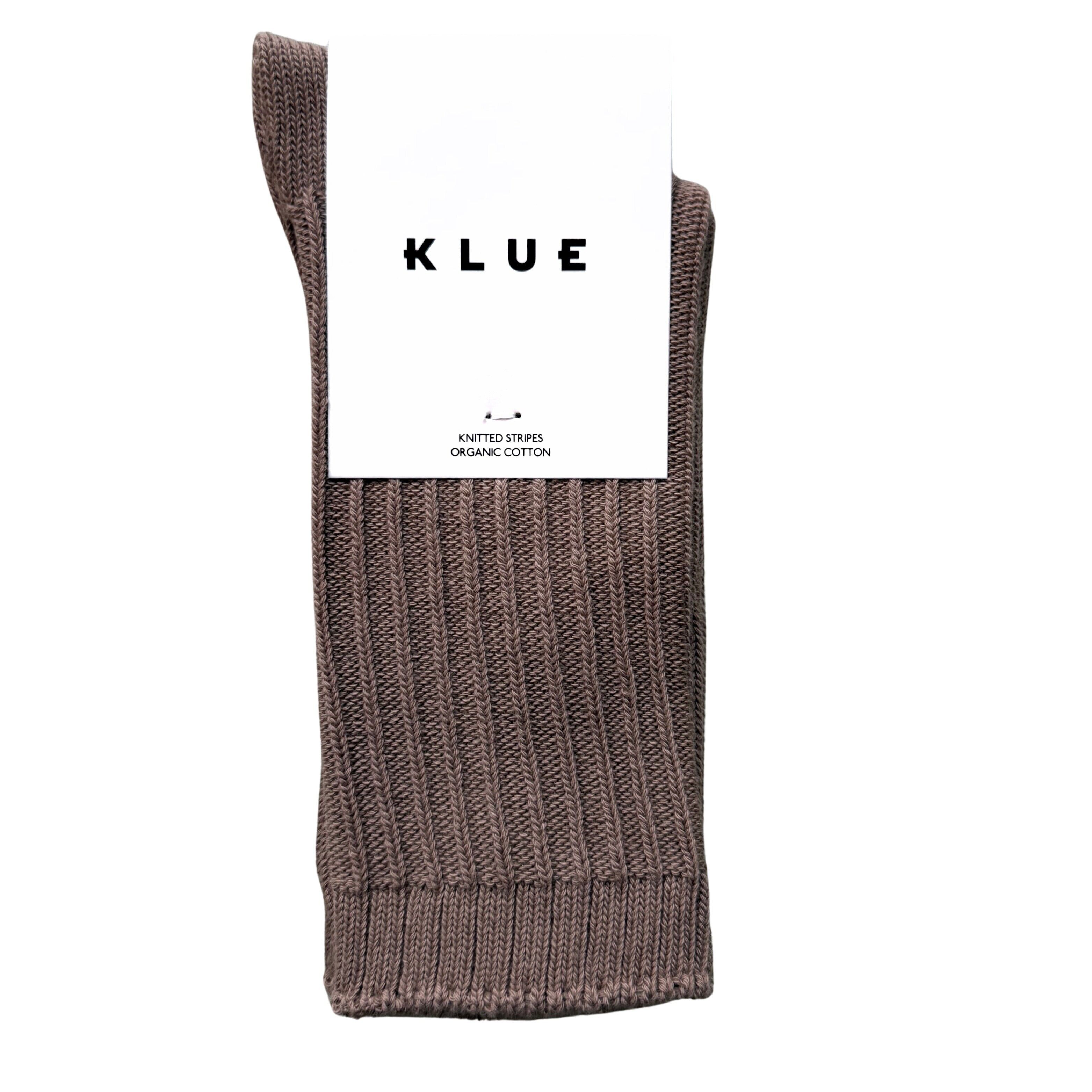KLUE Socken aus Bio-Baumwolle mit einfarbigen Strickstreifen | Moka