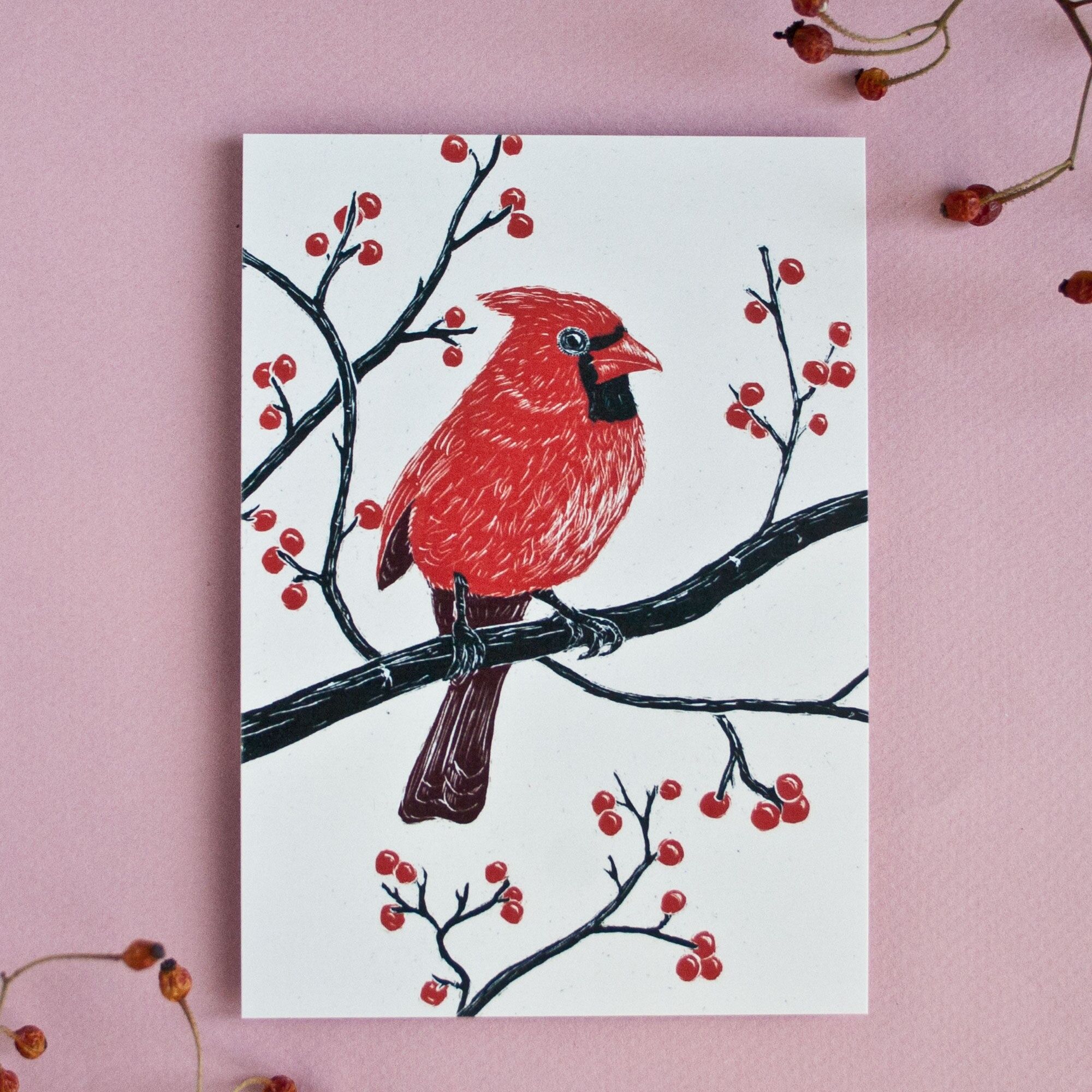Postcard of a cardinal in A6 format