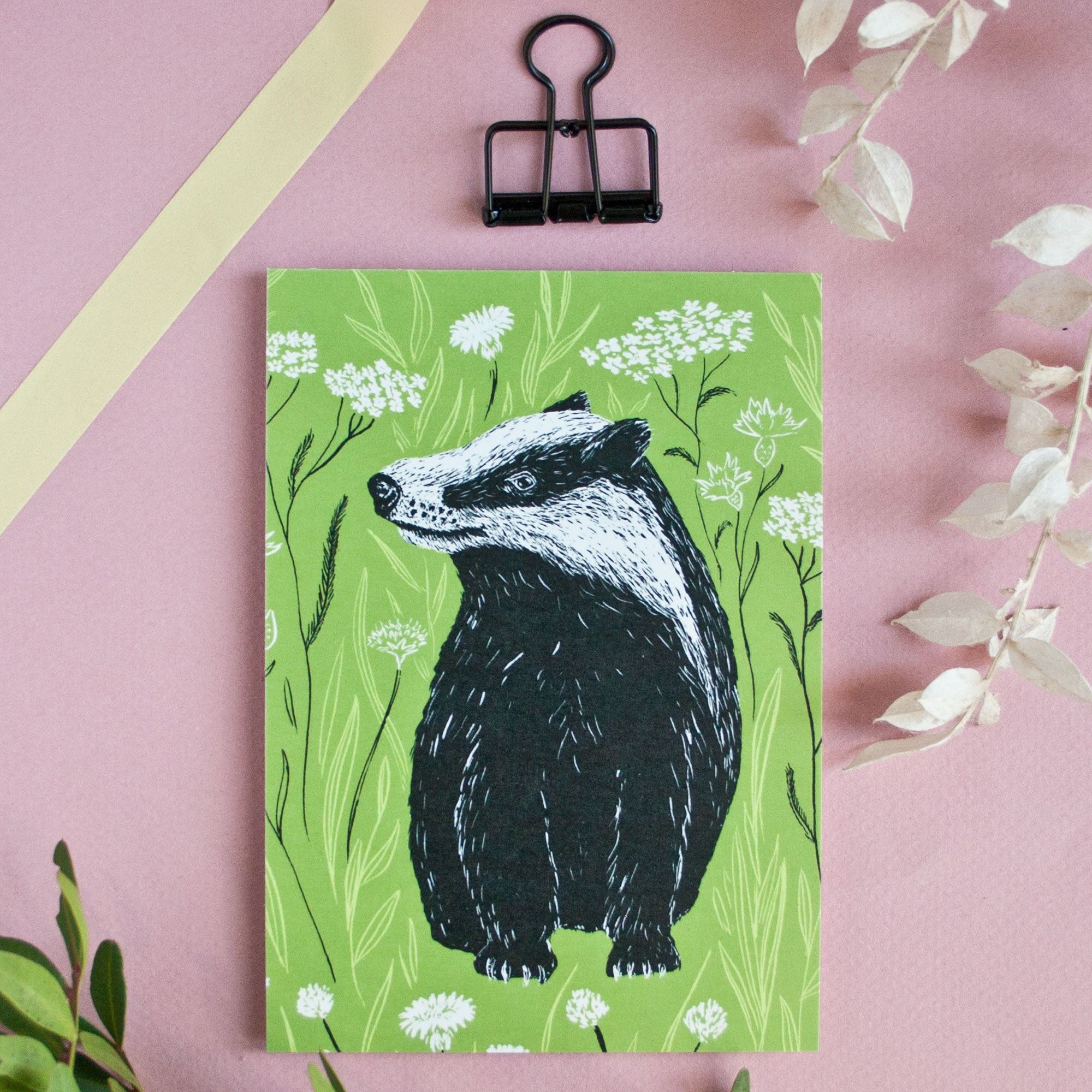Badger postcard in A6 format