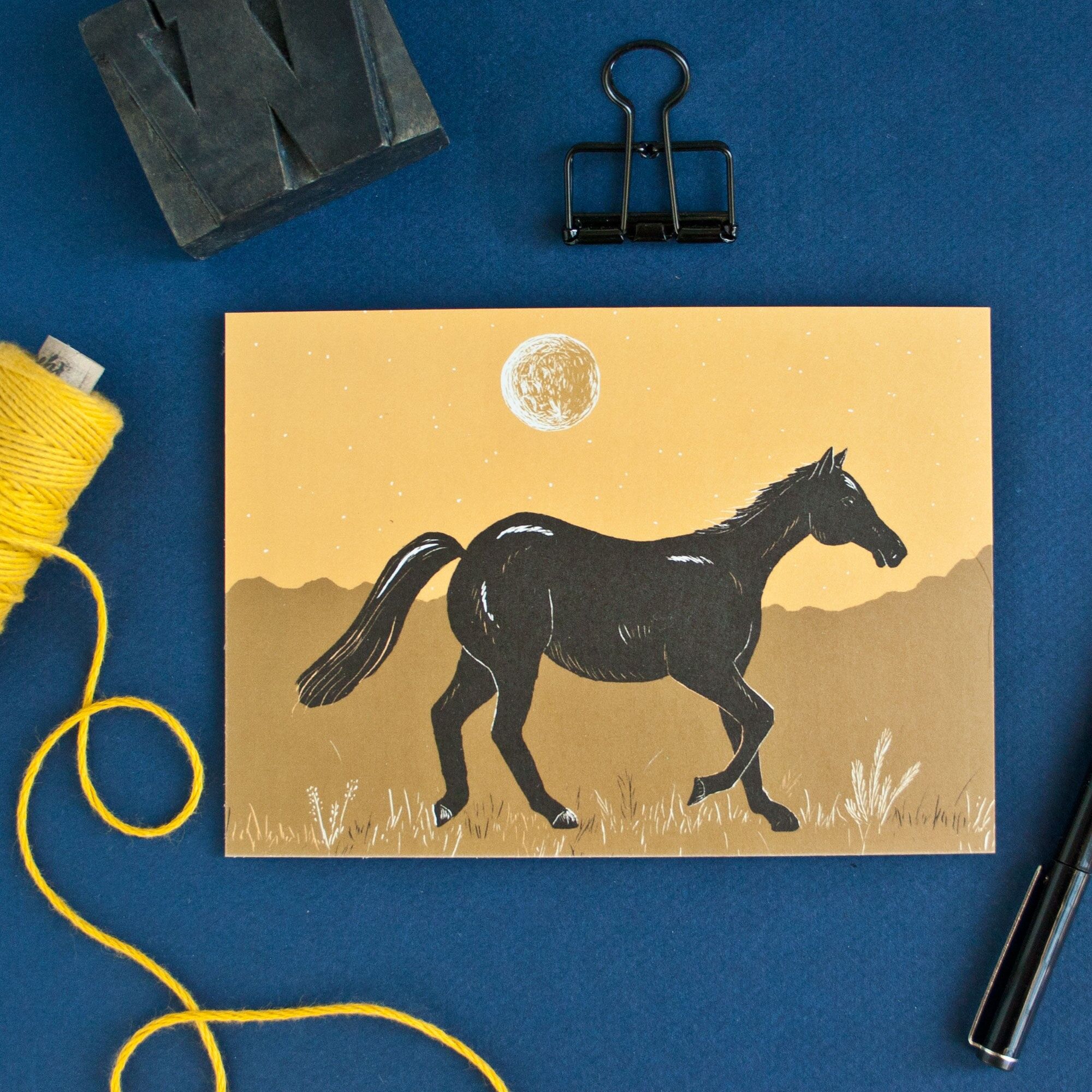 Postcard of a horse in A6 format