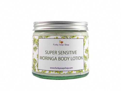 Super Sensitive Moringa Body Lotion, Fragrance Free, Glass Tub of 250g