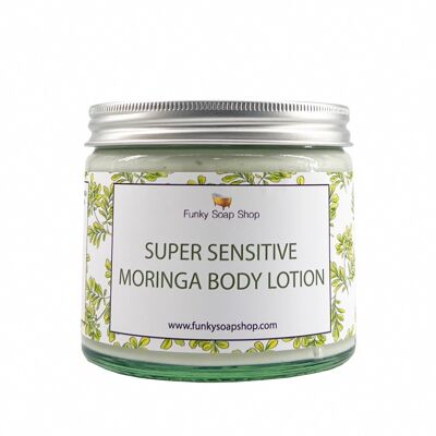 Super Sensitive Moringa Body Lotion, Fragrance Free, Glass Tub of 250g