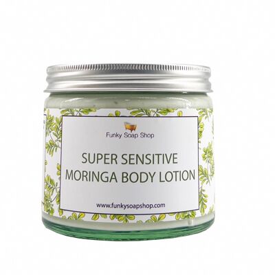 Super Sensitive Moringa Körperlotion, parfümfrei, Glasdose mit 250 g