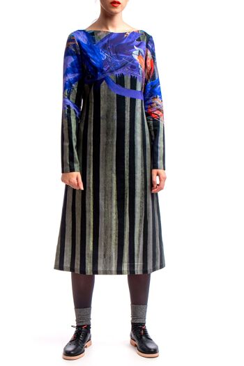 Robe droite à motifs bleu rouge 6