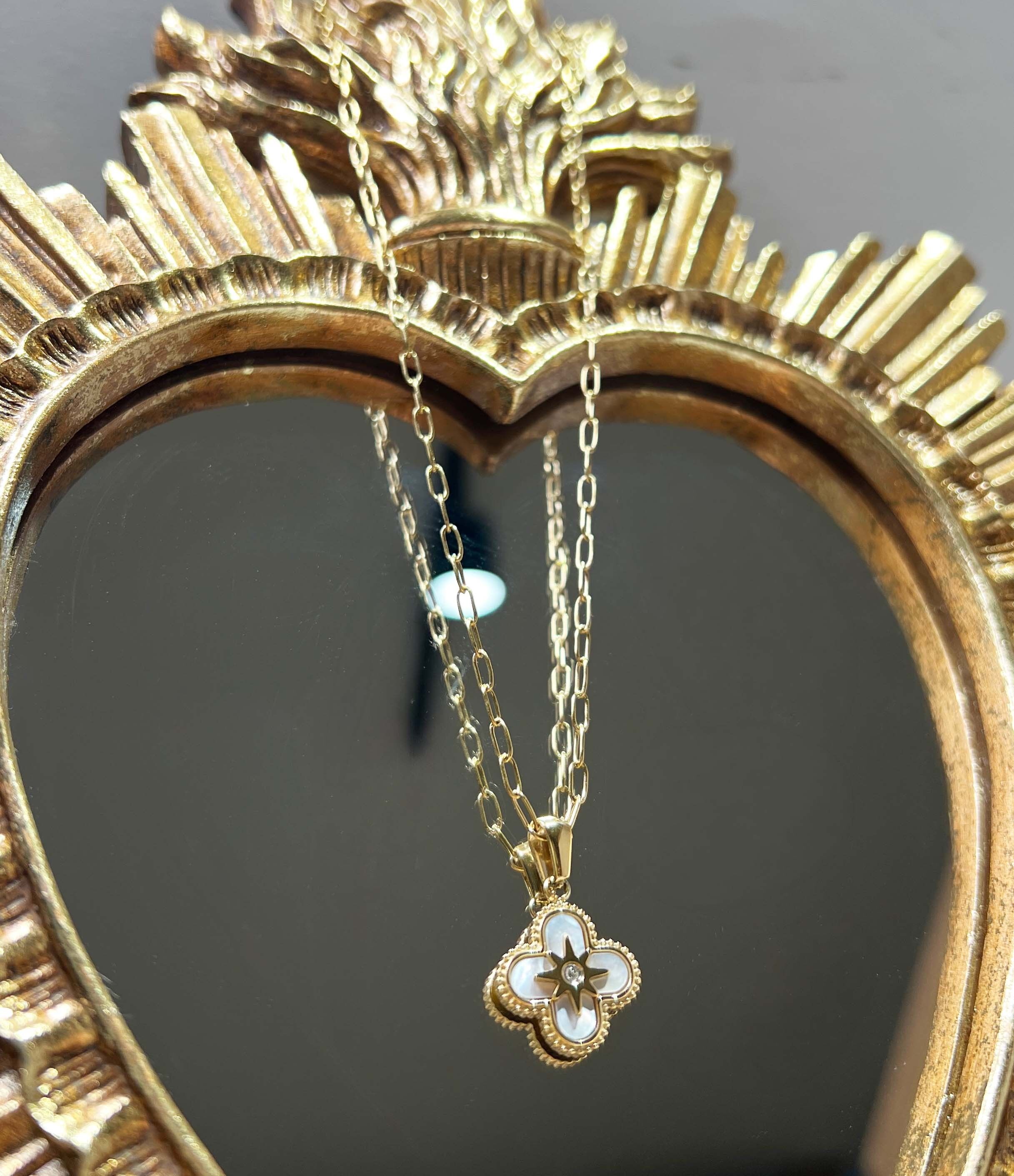 Verstellbare Kleeblatt-Anhänger-Halskette – Edelstahl 316L