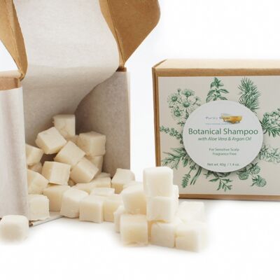 Botanical Shampoo Cubes with Aloe Vera & Argan Oil - for Sensitive Scalp Fragrance Free, 40g