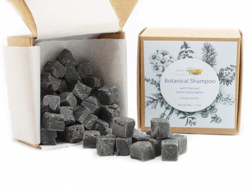 Botanical Shampoo Cubes with Charcoal & Lemon - for Normal Hair, 40g