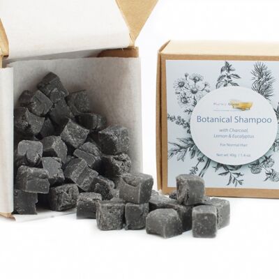 Botanical Shampoo Cubes with Charcoal & Lemon - for Normal Hair, 40g