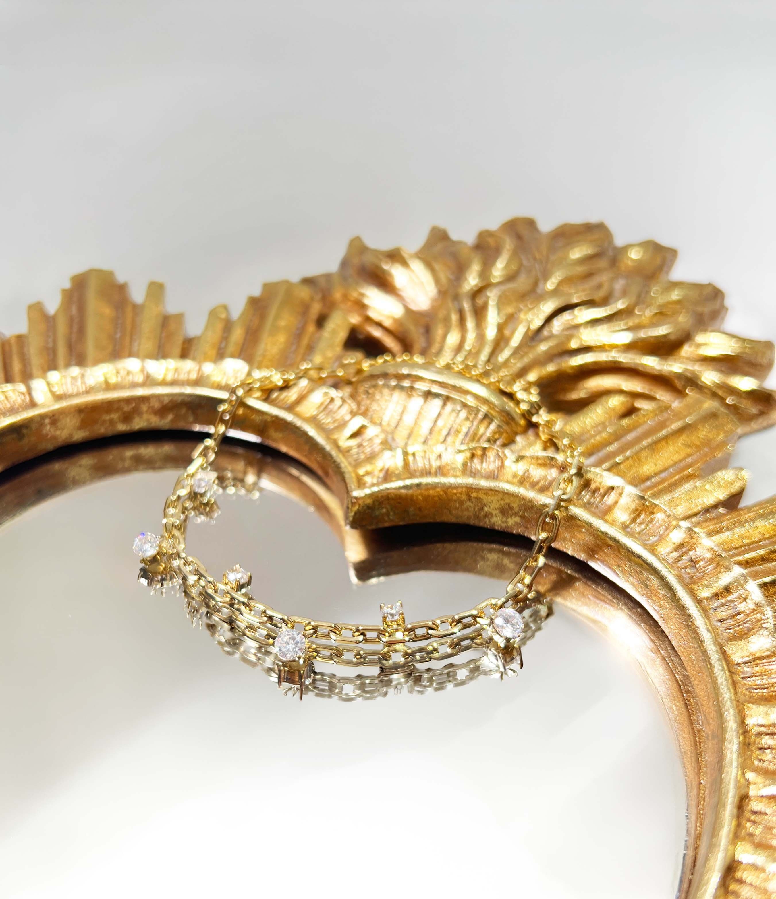 Verstellbares Armband mit Kette und Strasssteinen – Edelstahl 316L