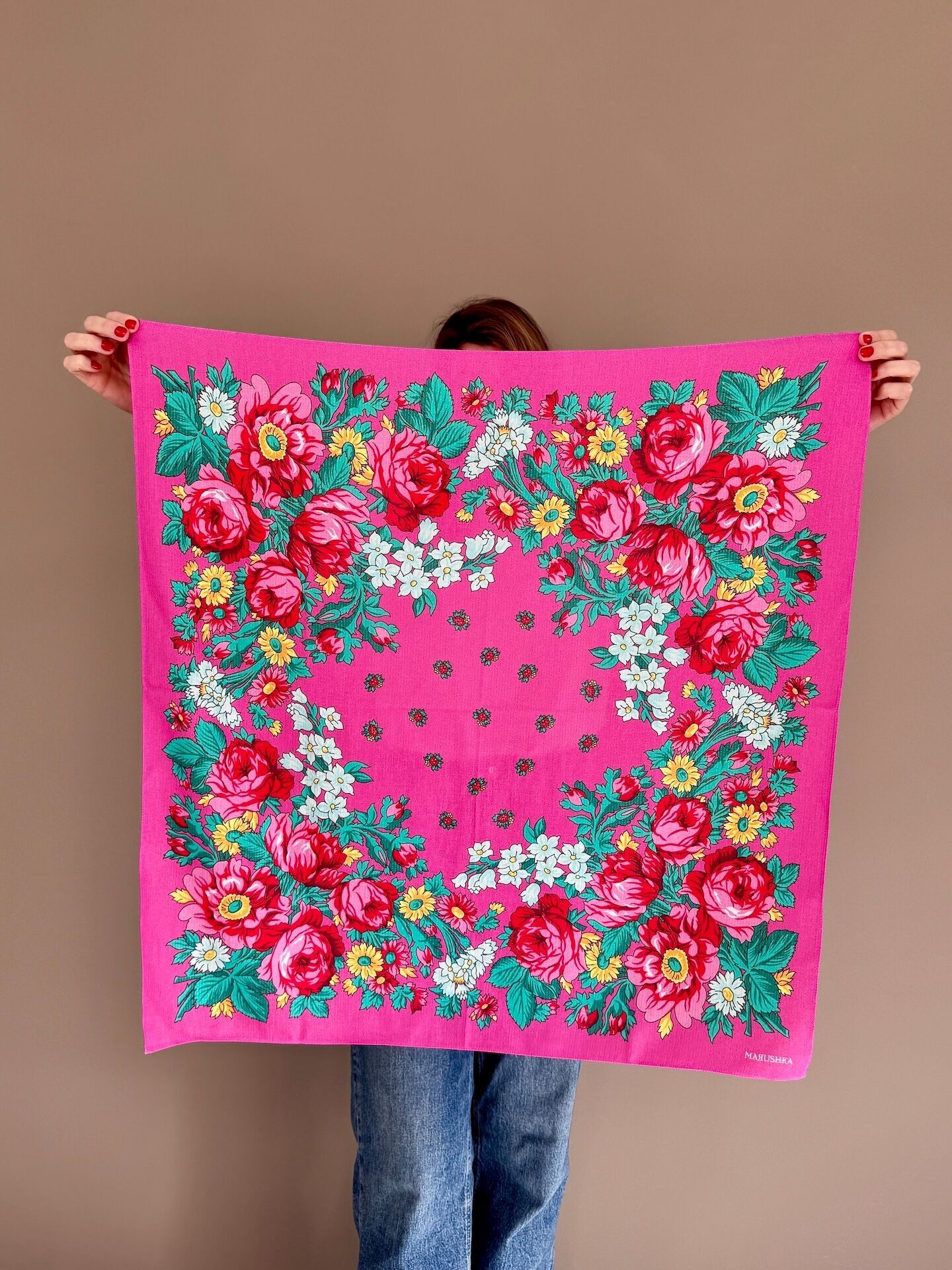 The PIVONKA Rose scarf in cotton and lurex