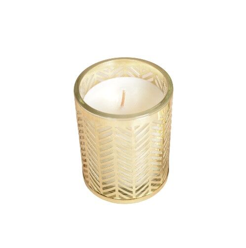 Piccola candela per le orecchie alla vaniglia e oro 8x7.5 cm