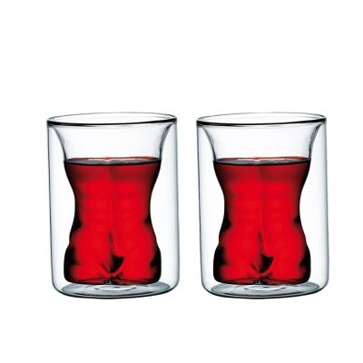 SET 2 DOUBLE WALL GLASSES MAN BUST 160ML