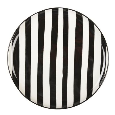 BLACK AND WHITE STRIPED PLATE 26CM